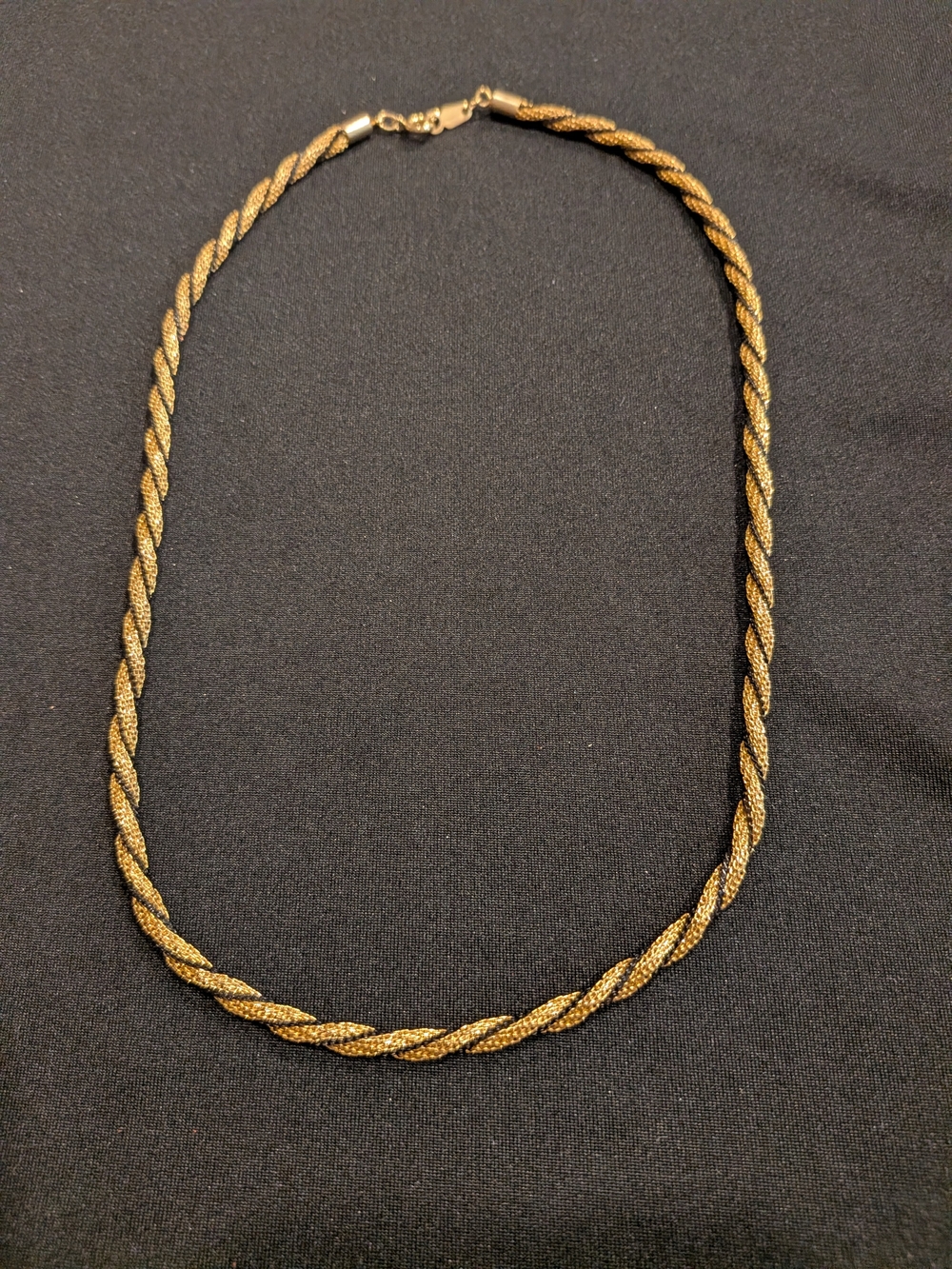 Vintage Gold Tone Twisted Rope Necklace 1980s - Women Jewelry